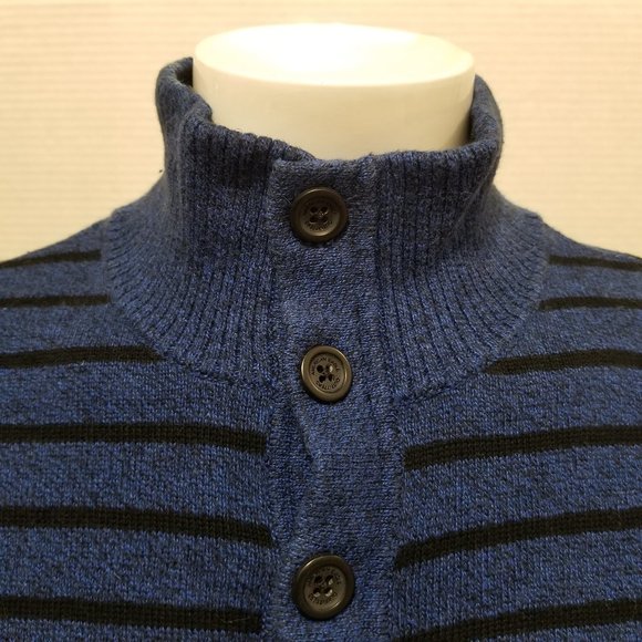 American Eagle sweater Medium Classic Fit striped mock neck henley pullover - Picture 5 of 10